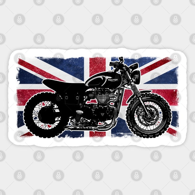 Triumph Custom Scrambler | British Flag | Muscle Bikes Scrambler Bikes Sticker by SW-Longwave